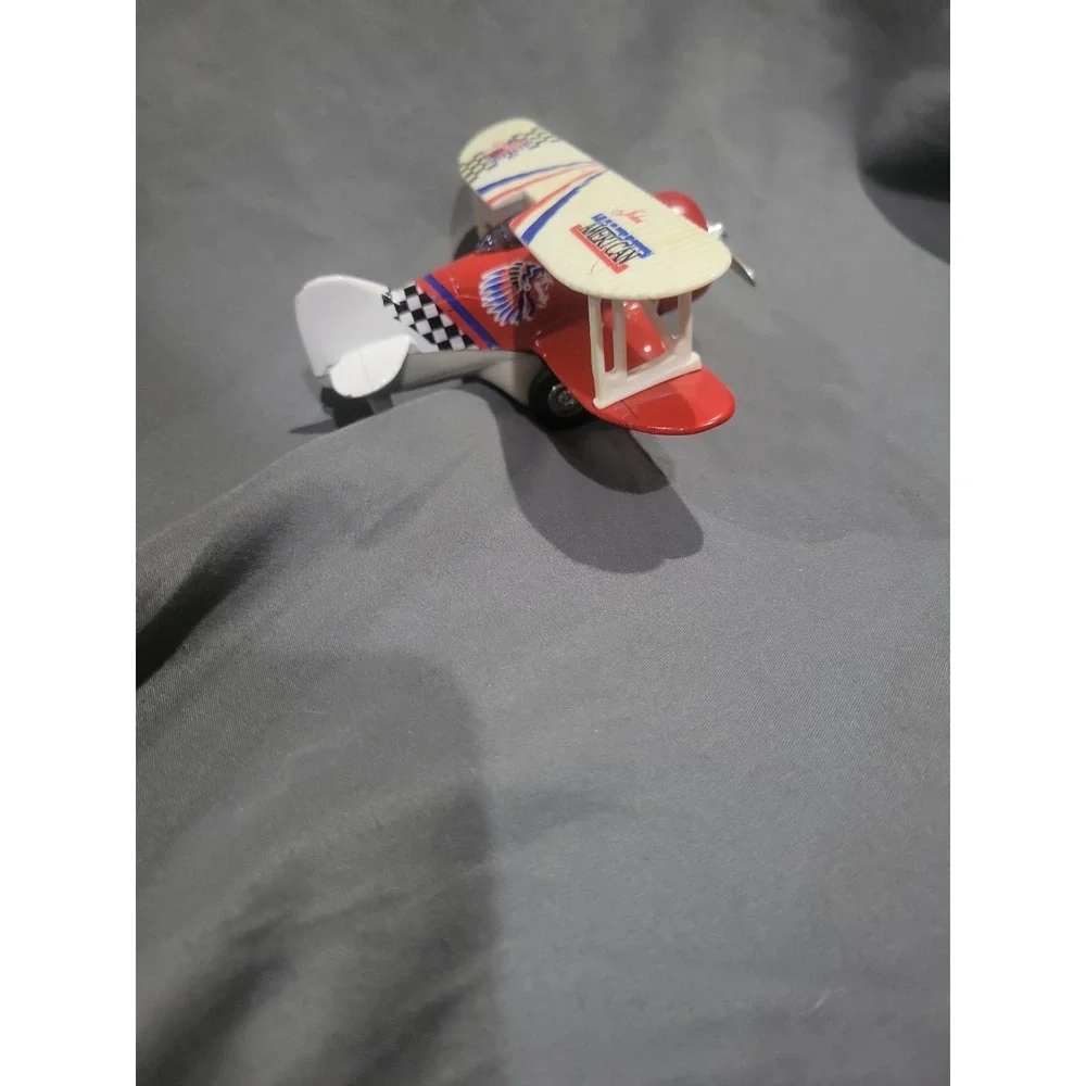 Toysmith Plane John American Biplane Pull Back Release Toy Die Cast & Plastic